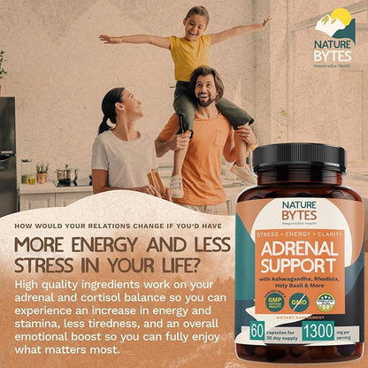 Adrenal Support for Women & Cortisol Manager with Ashwagandha Extract, Rhodiola Rosea, Vitamin B Complex - Advanced Fatigue Supplement for Relaxation, Metabolism, Sleep