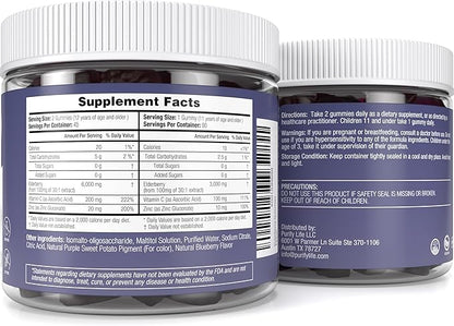 Purify Life Sugar-Free Elderberry Gummies with Vitamin C & Zinc for Adults and Kids, Immune Support Supplement for Respiratory Health, Sambucus Elderberry Antioxidant Gummies - Vegan, 90 Count