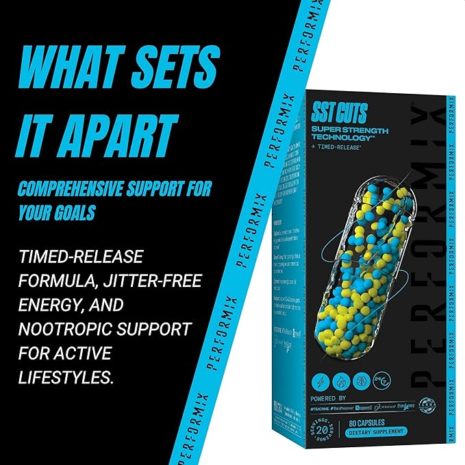 PERFORMIX SST Cuts Super Strength Technology - Energy, Focus & Mood - Nootropic, Caffeine, Zychrome & Teacrine - Pre Workout Supplement for Men & Women - 80 Servings