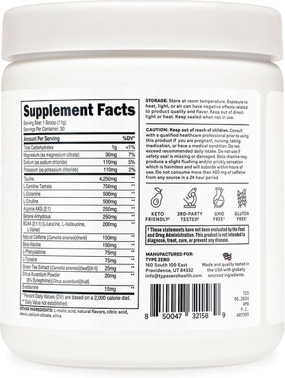 Type Zero Amino Burn Vegan BCAAs + Pre-Workout (Pina Colada Flavored)