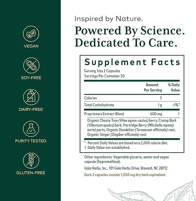 Gaia Herbs Pro Vitex Reproductive Formula - Aids Healthy Ovulation & Reproductive Function* - Supplement with Chaste Tree Berry, Dandelion Root & Ginger Root - 60 Liquid Phyto-Caps (30 Servings)
