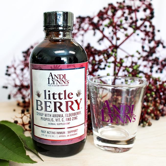 Andi Lynn’s LittleBerry, Elderberry Syrup for Kids - Organic Vitamin C & Zinc, Herbal Supplement - Fast-Acting Immune Support, 4oz - Pure Elderberry Syrup for Children's Wellness