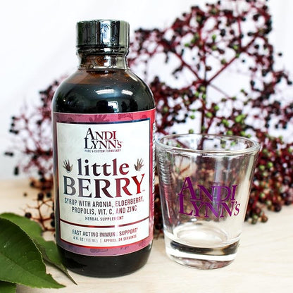 Andi Lynn’s LittleBerry, Elderberry Syrup for Kids - Organic Vitamin C & Zinc, Herbal Supplement - Fast-Acting Immune Support, 4oz - Pure Elderberry Syrup for Children's Wellness