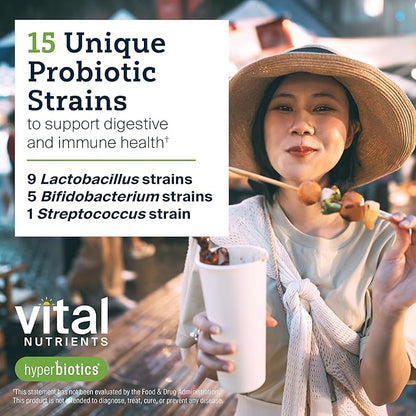 Hyperbiotics Vital Nutrients Pro-15 Prebiotics + Probiotics for Women and Men | 15 Science Backed Strains | Supports Occasional Constipation, Diarrhea, Gas & Bloating | 60 Vegan Time Release Pearls