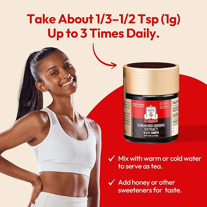 Renewed Korean Red Ginseng Extract Paste (Hong SAM JUNG) - Panax Ginseng Adaptogen Supplements - Energy Boost & Immune Support, Caffeine Free & Gluten Free (120g, 4.23 oz)