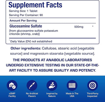 Glucosamine Sulfate Joint Health Supplement - Soft Tissue Cartilage Tendon and Ligament Supplement for Enhanced Mobility Comfort and Flexibility - Non-GMO Sodium Free & Made in The USA - 90 Servings