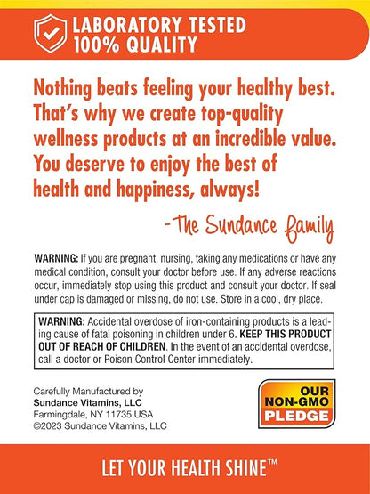 Sundance Iron 45mg Slow Release Pills | 50 Tablets | Essential Mineral Supplement | Vegetarian, Non-GMO, and Gluten Free Formula