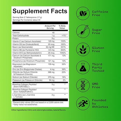 RNWY Foundation 10g Collagen Peptides + Hydration Powder, Daily Joint Support with Electrolytes, Lemon Lime, Sugar Free, 30 Servings