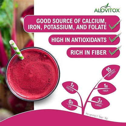Alovitox Organic Beet Root Powder | 100% Fresh Beet Root Extract | Nitric Oxide Superfood, High in Calcium, Iron, Potassium & Folate | Supports Effective Workouts | Vegan, Non-GMO, Gluten-Free | 16 oz