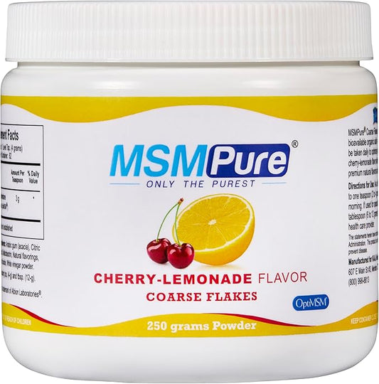 KALA HEALTH MSMPure Cherry Lemonade Flavored Coarse MSM Powder Flakes – Organic Sulfur for Joint Flexibility, Skin Appearance, and Hair & Nail Support - 8.8 oz, USA Made, Distilled Crystals