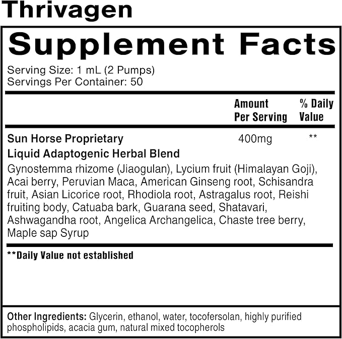 Quicksilver Scientific Thrivagen - Women's Health Supplement with 15 Energy, Hormone Balance & Adrenal Support Botanicals - Adaptogenic Herbs with Shatavari, Rhodiola & Maca Root (1.7oz / 50ml)
