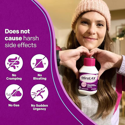 MiraLAX Gentle Constipation Relief Laxative Powder with Stirrer, Stool Softener with PEG 3350, No Harsh Side Effects, Osmotic Laxative, 1 Doctor & OBGYN Recommended, 14 Dose