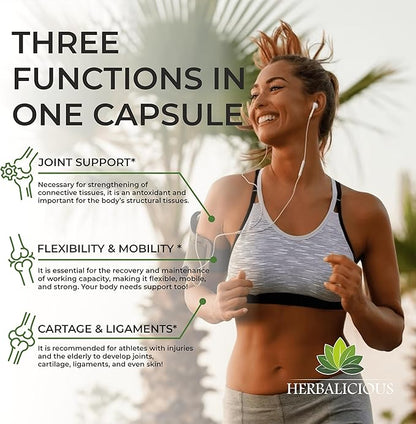 Chicken Collagen Capsules - Type II Collagen Nutritional Supplement for Joint, Skin & Bone Support - Non-GMO, Anti-Aging Dietary Supplements with Hydrolyzed Collagen Peptides - 120 Capsules