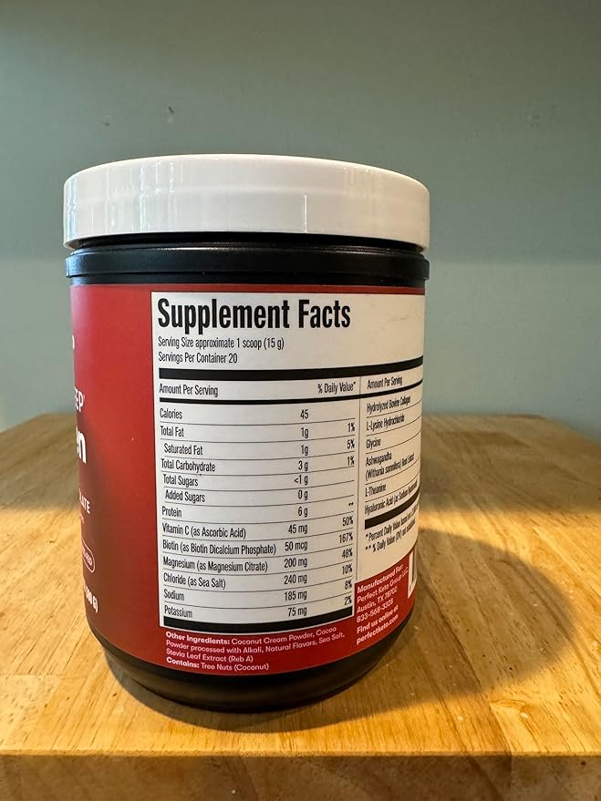 Perfect Keto Beauty + Sleep Grass Fed Collagen Peptides Protein Powder with Ashwagandha, Magnesium, Biotin, Hyaluronic Acid, L Theanine, Hair, Skin, Nails & Relaxation Support, Mexican Hot Chocolate