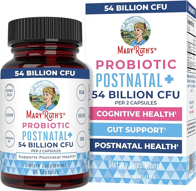 MaryRuth Organics Postnatal Probiotics for Breastfeeding Women | Nursing Probiotic Capsules with Vitamins | Minerals & Antioxidants | 54 Billion CFU | Non-GMO | Vegan | 30 Servings