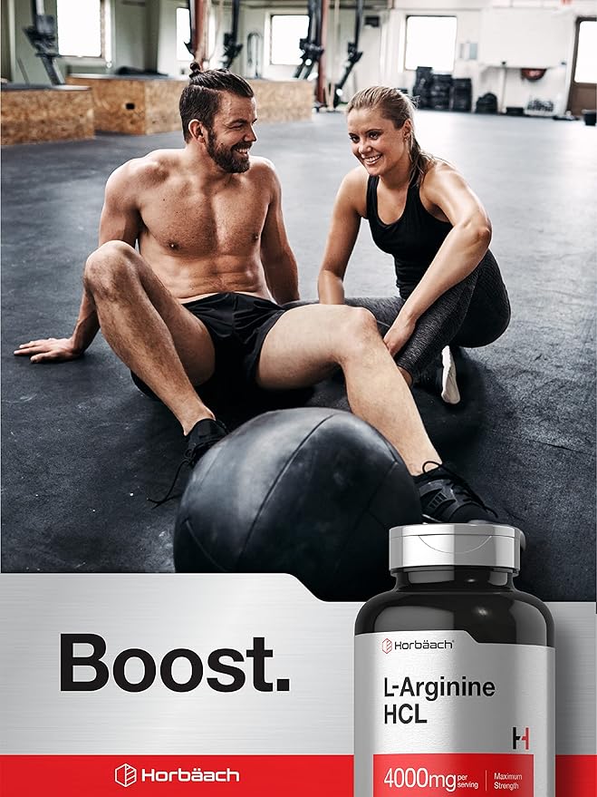 Horbäach L-Arginine 4000mg| 120 Caplets | for Men and Women | Maximum Strength Nitric Oxide Precursor | Vegetarian, Non-GMO, Gluten Free Supplement