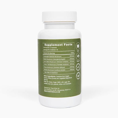 Immunity Mushroom Complex - Reishi, Lion’s Mane, Chaga, Cordyceps, Turkey Tail, Shitaake - Immune System Support, Inflammatory Response, Digestion, Brain Support (60 Count)