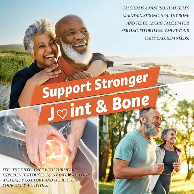Calcium Supplements for Women & Men (Made in USA) - Calcium 1200mg with Vitamin D3 K2 B12 5000 IU Turmeric & Zinc, Suger-Free Calcium Gummies for Bone, Muscle & Immune Support - Vegan(120 Count)