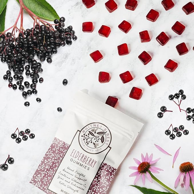 Whitney's Best Elderberry Gummies 30ct – Immune Support with Vitamin C, Zinc & Echinacea – for Adults & Kids, No Preservatives, Dyes or Gelatins, Vegan