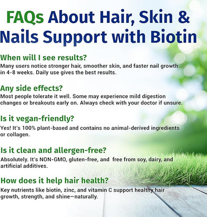 1 Body Hair Skin and Nails Vitamins with Biotin – Contains 26 Vitamins, Minerals and Herb Extracts – Hair and Nail Growth, Glowing Skin Supplements Formula for Men and Women – 60 Vegan Capsules