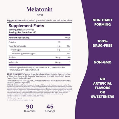 Natrol Melatonin Gummies, Sleep Support, 90 Strawberry-Flavored Adult Melatonin Gummies, 10 mg Sleep Aids for Adults