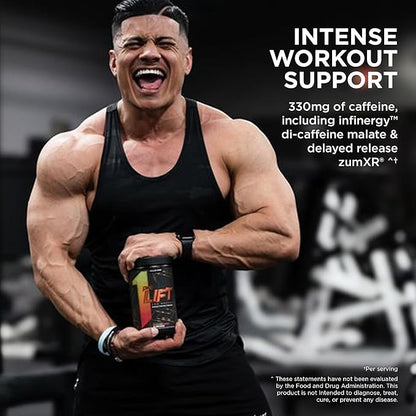 Rule 1 preLIFT Pre-Workout, 6g Citrulline, 3.2g Beta Alanine, 3 Caffeine Sources + 20 Others for Energy, Alertness, & Endurance (30 Servings, Blue Raspberry)