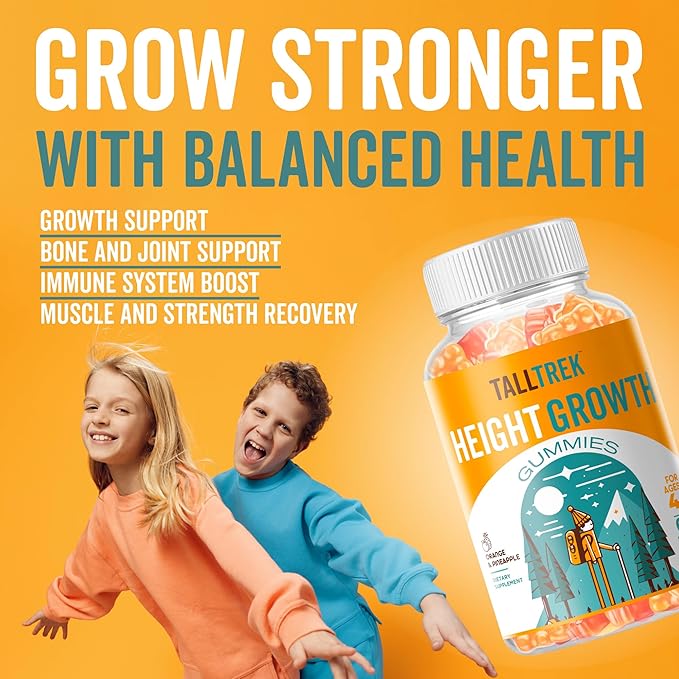Height Growth Supplement Gummies - Growth Development Vitamins to Grow Taller with Ashwagandha Calcium Vitamin D3 K2 Zinc L-Arginine for Kids Teens Adult - Bone Strength Support Multivitamins