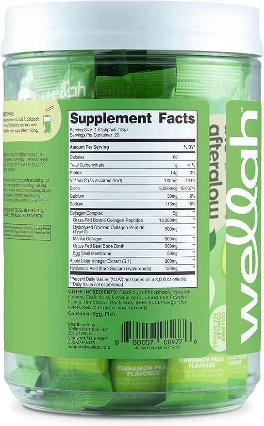 The Afterglow Multi Collagen Protein + Beauty (Cinnamon Pear) 20 Stickpacks - 15G Collagen Complex Per Serving