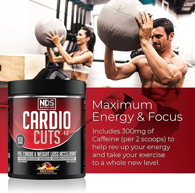 NDS Nutrition 4.0 Pre Workout Supplement - Advanced Weight Loss and Pre Cardio Formula with L-Carnitine, CLA, MCTs, L-Glutamine, and Safflower Oil - Peach Mango (40 Servings)