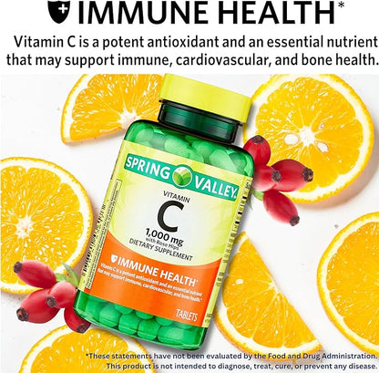 Spring Valley Vitamin C 1000mg with Rose HIPS Tablets Dietary Supplement, 500 Count, Antioxidant Protection* (Pack of 1)