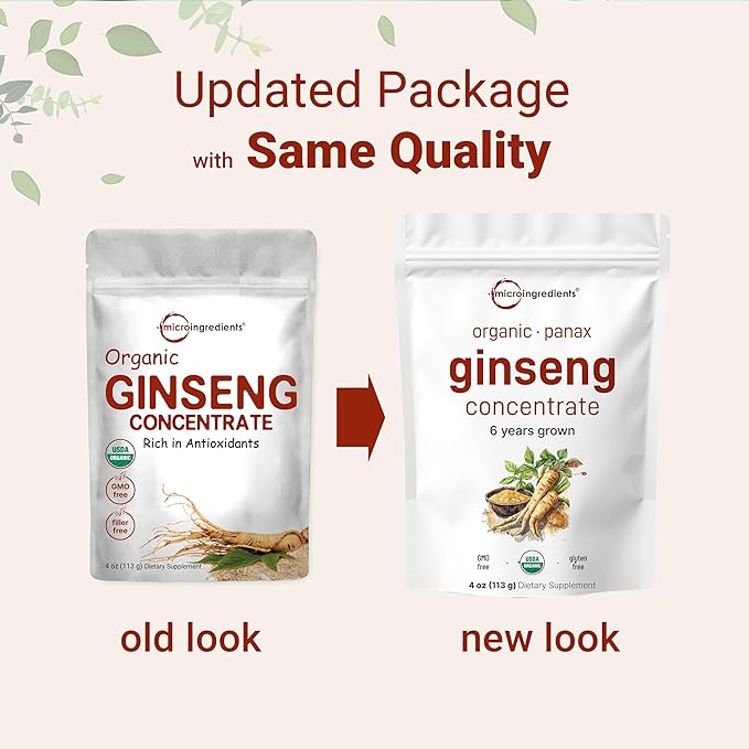 Micro Ingredients Maximum Strength Organic Korean Ginseng Root 200:1 Powder, 4 Ounce, Red Panax Ginseng Powder, Active Ginsenosides, Vegan Friendly