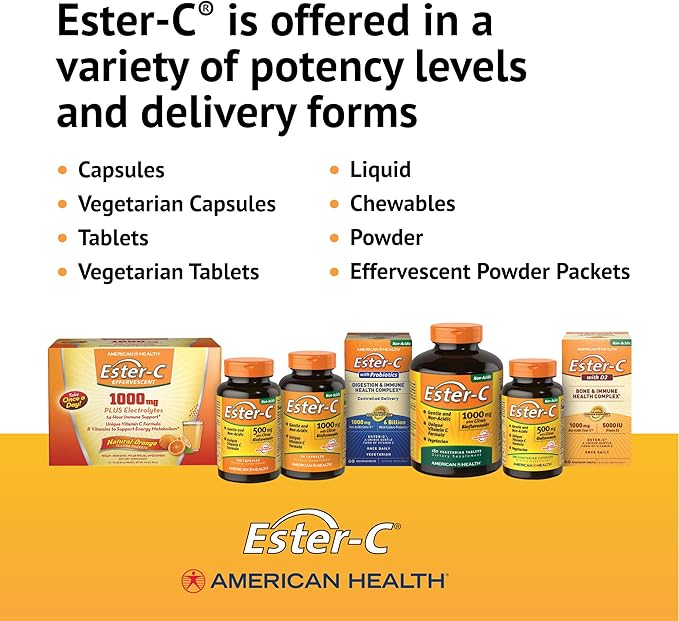 American Health Ester-C 1000 mg with Citrus Bioflavonoids Veg Tablets, 180 Count