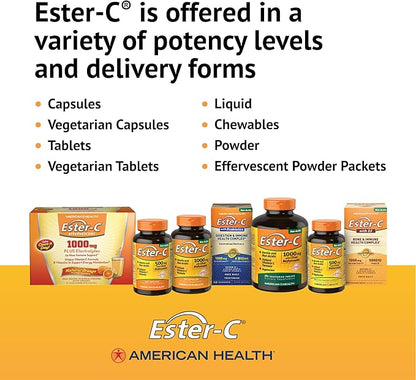 American Health Ester-C 1000 mg with Citrus Bioflavonoids Veg Tablets, 180 Count