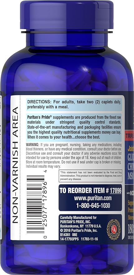 Puritan's Pride Glucosamine, Chondroitin & MSM-2 Per Day Formula