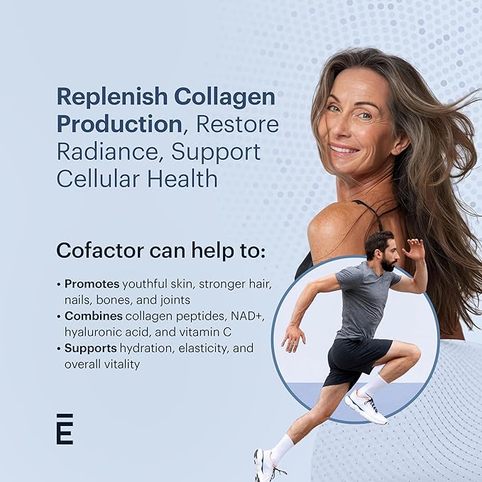 ELYSIUM Cofactor – 4-in-1 Collagen Peptides Powder w/NAD+, Hyaluronic Acid & Vitamin C for Skin, Hair, Nails, Joints & Cellular Health, Collagen Supplements for Men & Women – Unflavored, 28 Servings
