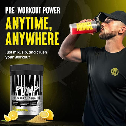 Animal Pump NS Stim-Free Pre Workout Powder for Men & Women - Caffeine-Free Preworkout for Energy, Focus and Muscle Builder, Beta Alanine, Citrulline, Nitrosigine and Nootropics, Lemon Surge, 442g
