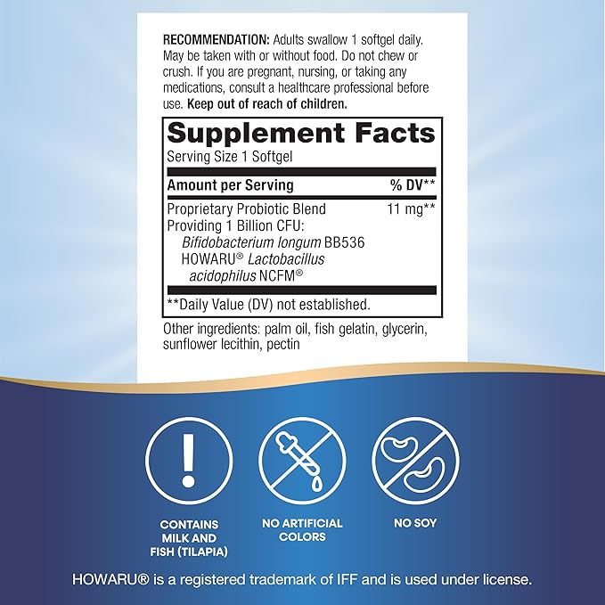 Nature's Way Acidophilus Probiotic Pearls, Supports Digestive Balance and Gut Health*, Protects Against Occasional Constipation and Bloating*, 1 Billion Live Cultures, 90 Softgels (Packaging May Vary)