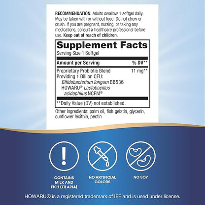 Nature's Way Acidophilus Probiotic Pearls, Supports Digestive Balance and Gut Health*, Protects Against Occasional Constipation and Bloating*, 1 Billion Live Cultures, 90 Softgels (Packaging May Vary)
