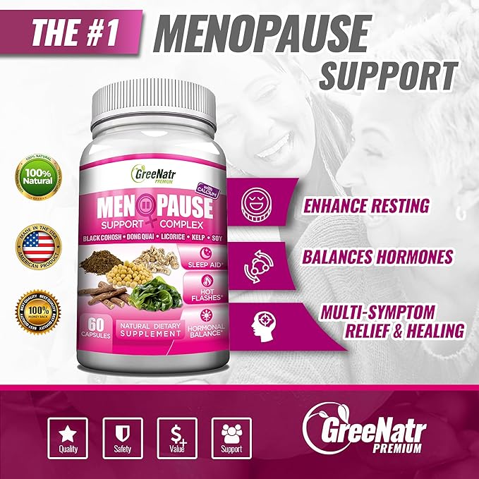Menopause Supplements for Women - Perimenopause Supplements Women with Dong Quai & Black Cohosh for Menopause Hot Flashes - Menopause Support for Sleep Quality & Hormone Balance - 60 Caps