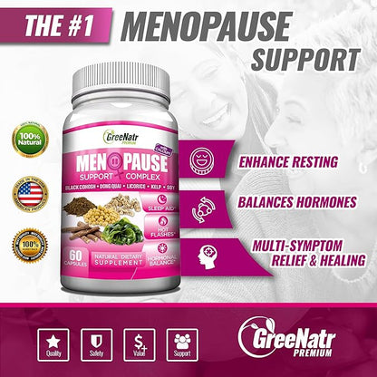 Menopause Supplements for Women - Perimenopause Supplements Women with Dong Quai & Black Cohosh for Menopause Hot Flashes - Menopause Support for Sleep Quality & Hormone Balance - 60 Caps