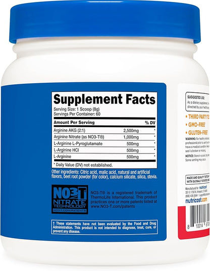 Nutricost L-Arginine Complex (Fruit Punch, 60 Servings) - Gluten Free, Non-GMO