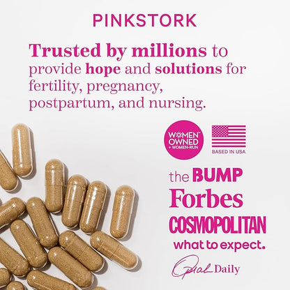 Pink Stork Fertility Supplements for Women - Prenatal Multivitamin with Ovulation, Conception, & Hormone Balance Support - 17 Vitamins & Inositol, Ashwagandha, & Vitex - 120 Capsules