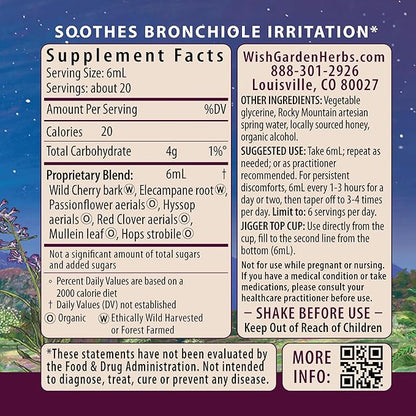 WishGarden Herbs Serious Cough PM Soothing Syrup - Natural Herbal Nighttime Cough Suppressant for Adults with Mullein Leaf Calms Cough Reflex, Normalizes Mucus Production, Supports Restful Sleep, 4oz