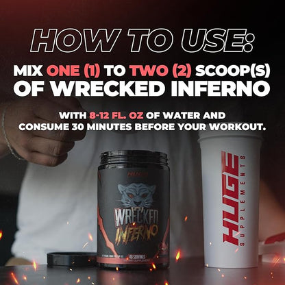 Wrecked Inferno - Thermogenic Pre Workout For Men & Women, Increase Energy, Boost Thermogenesis & Metabolism, Enhance Exercise Performance - Contains L-Citrulline, L-Carnitine, Beta-Alanine & More
