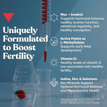 Conception for Her Fertility Gummies - Fertility Supplements for Women with Myo Inositol, Folate & More Essential Nutrients - Delicious Juicy Strawberry Hormone Balance Vitamins, 75 ct Gummies
