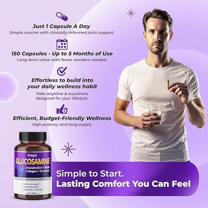 saminewith Chondroitin MSM Collagen Turmeric for Joint Strength & Joint Mobility * USA Made & Tested (150-day Supply (Pack of 1))