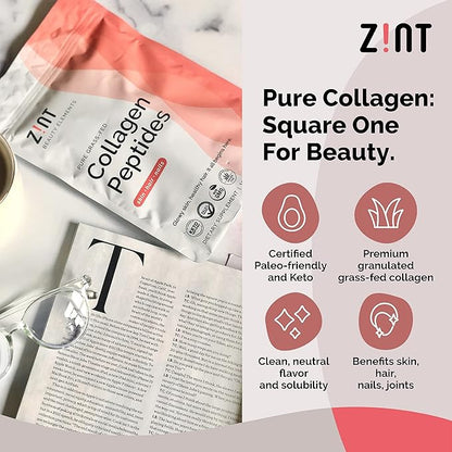 Zint Keto Collagen Protein Powder for Anti-Aging 64oz Total - Grass Fed Hydrolyzed Collagen Peptides, 32 oz (2 Pack)