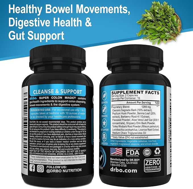 Colon Cleanser Detox for Weight Flush - 15 Day Colon Cleanse Pills & Probiotic - Fast Natural Laxative, Constipation Relief, Bowel Movement Supplements for Intestinal Stomach Bloating Gut Loss Support