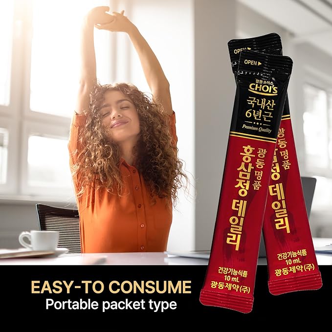 Premium Korean Red Ginseng Extract - 6-Year Grown, High Ginsenoside Concentration for Immune Support, Fatigue Relief, and Energy Boost - 30 Convenient Daily Packs