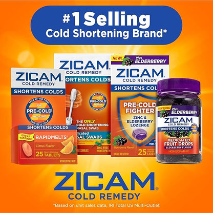 Zicam Ultra Cold Remedy Zinc Rapidmelts, Orange Cream Flavor, Homeopathic, Cold Shortening Medicine, Shortens Cold Duration, Sugar-Free, Dye-Free, 18 Count (Pack of 2)